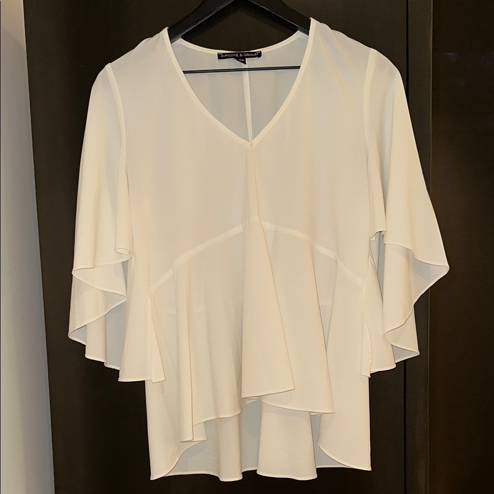Elegant Cream V-Neck Women's Top